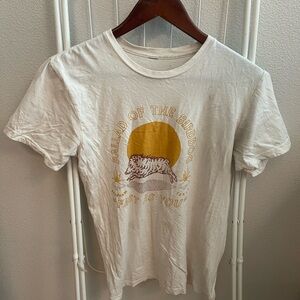 White Graphic T-Shirt with Yellow Design